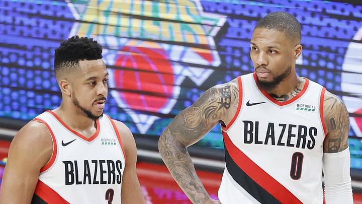 Portland Trail Blazers shooting guard CJ McCollum and point guard Damian Lillard.