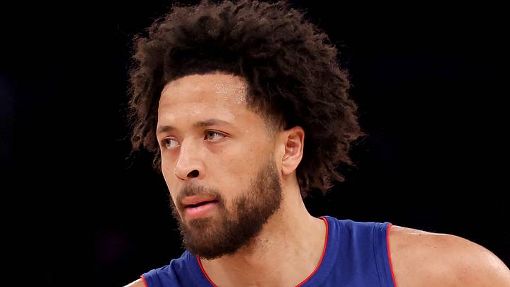 Jan 13, 2025; New York, New York, USA; Detroit Pistons guard Cade Cunningham (2) reacts during the second quarter against the New York Knicks at Madison Square Garden. Mandatory Credit: Brad Penner-Imagn Images