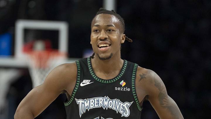 May 8, 2026; Minneapolis, Minnesota, USA; Minnesota Timberwolves guard Ayo Dosunmu (13) against the San Antonio Spurs in the first half during game three of the second round of the 2026 NBA Playoffs at Target Center. Mandatory Credit: Jesse Johnson-Imagn Images