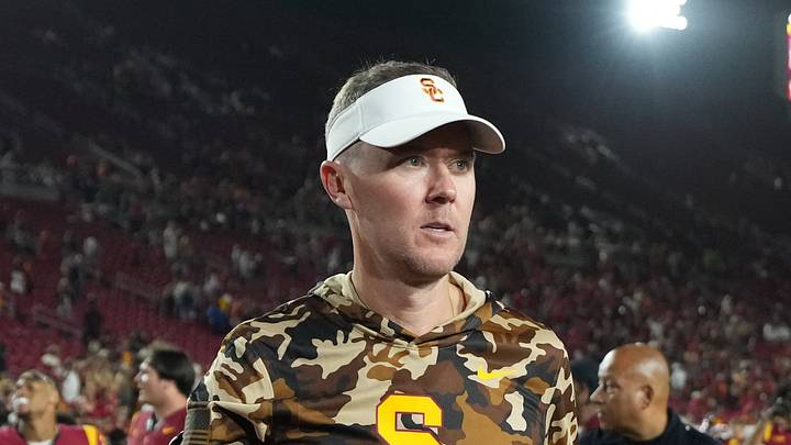 Sep 12, 2026; Los Angeles, California, USA; Southern California Trojans head coach Lincoln Riley reacts after the game against the Louisiana Ragin' Cajuns at United Airlines Field at Los Angeles Memorial Coliseum. Sep 12, 2026; Los Angeles, California, USA; Southern California Trojans head coach Lincoln Riley reacts after the game against the Louisiana Ragin' Cajuns at United Airlines Field at Los Angeles Memorial Coliseum.