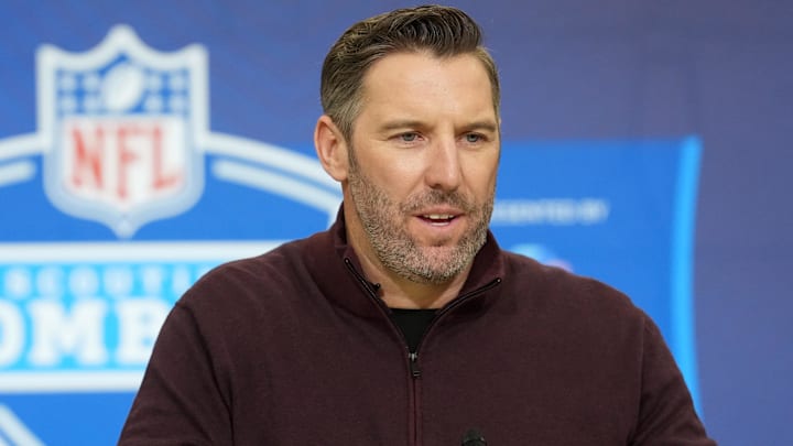 Washington Commanders general manager Adam Peters Mandatory Credit: Kirby Lee-Imagn Images