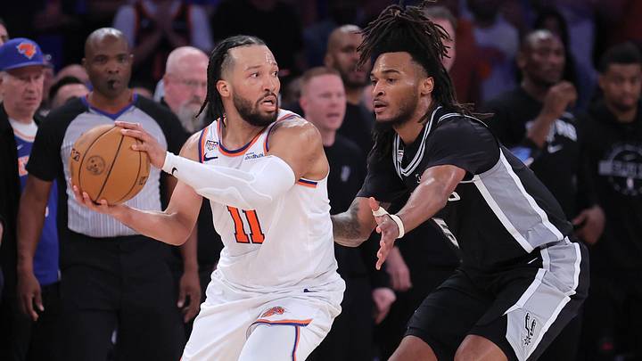 Jun 10, 2026; New York, New York, USA; New York Knicks guard Jalen Brunson (11) controls the ball against San Antonio Spurs guard Stephon Castle (5) in the fourth quarter during Game 4 of the 2026 NBA Finals at Madison Square Garden. Jun 10, 2026; New York, New York, USA; New York Knicks guard Jalen Brunson (11) controls the ball against San Antonio Spurs guard Stephon Castle (5) in the fourth quarter during Game 4 of the 2026 NBA Finals at Madison Square Garden.