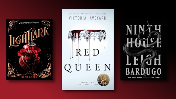 Lightlark by Alex Aster, Red Queen by Victoria Aveyard, Ninth House by Leigh Bardugo