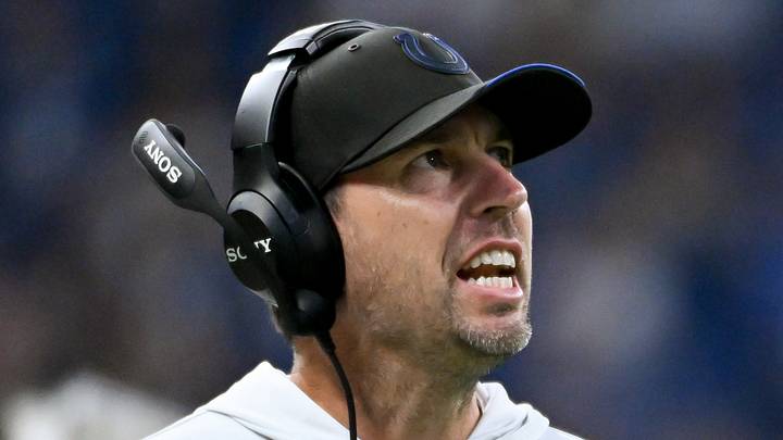 Indianapolis Colts head coach Shane Steichen reacts after a play