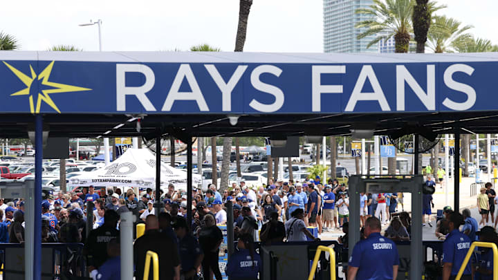 Apr 6, 2026; St. Petersburg, Florida, USA; a general view of the stadium before a game between the Chicago Cubs and Tampa Bay Rays at Tropicana Field. Apr 6, 2026; St. Petersburg, Florida, USA; a general view of the stadium before a game between the Chicago Cubs and Tampa Bay Rays at Tropicana Field.
