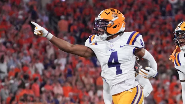 LSU Tigers cornerback Mansoor Delane reacts to a play against Clemson at Memorial Stadium