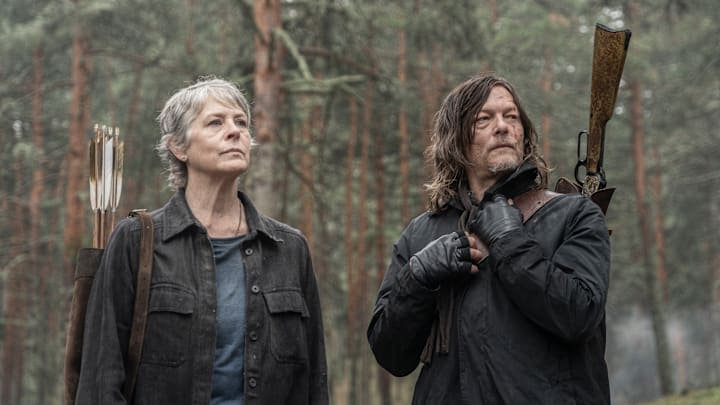 Norman Reedus as Daryl Dixon, Melissa McBride as Carol Peletier in The Walking Dead: Daryl Dixon Season 3 Episode 4
