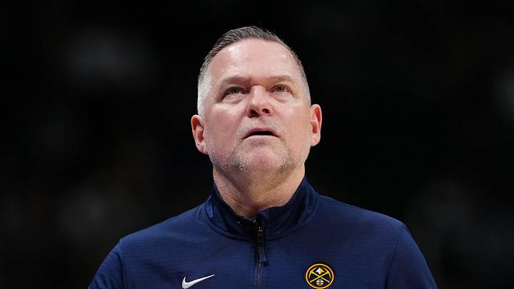 Mar 12, 2025; Denver, Colorado, USA; Denver Nuggets head coach Michael Malone during the fourth quarter against the Minnesota Timberwolves at Ball Arena. Mandatory Credit: Ron Chenoy-Imagn Images