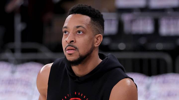 Atlanta Hawks guard CJ McCollum (3) warms up before game five of the first round of the 2026 NBA Playoffs against the New York Knicks at Madison Square Garden on April 28, 2026.