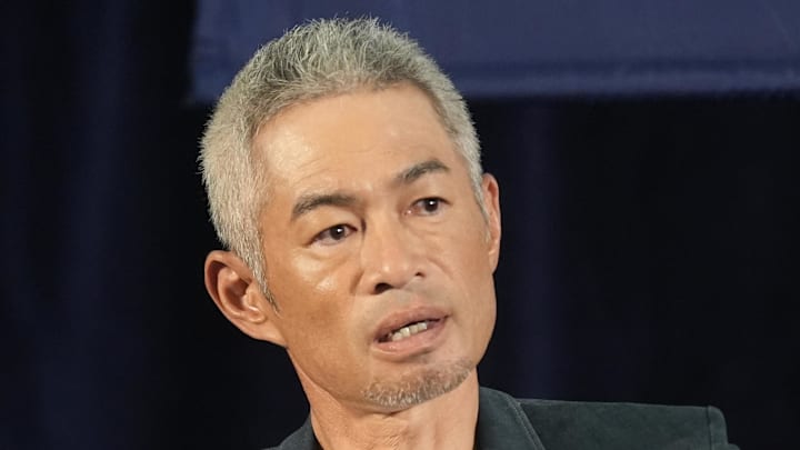 Hall of Fame Inductee Ichiro Suzuki speaks during a news conference on July 26 at Clark Sports Center in Cooperstown, N.Y.