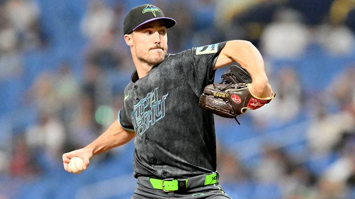 Jun 27, 2026; St. Petersburg, Florida, USA; Tampa Bay Rays pitcher Michael Grove (58) delivers a pitch during the fifth inning against Arizona Diamondbacks at Tropicana Field. Mandatory Credit: Pablo Robles-Imagn Images Jun 27, 2026; St. Petersburg, Florida, USA; Tampa Bay Rays pitcher Michael Grove (58) delivers a pitch during the fifth inning against Arizona Diamondbacks at Tropicana Field. Mandatory Credit: Pablo Robles-Imagn Images