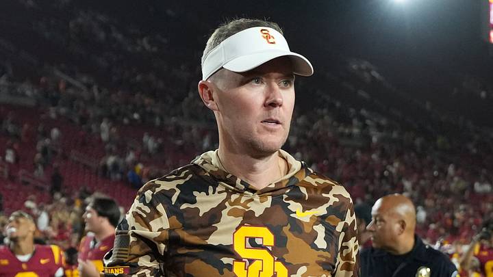 Sep 12, 2026; Los Angeles, California, USA; Southern California Trojans head coach Lincoln Riley reacts after the game against the Louisiana Ragin' Cajuns at United Airlines Field at Los Angeles Memorial Coliseum. Mandatory Credit: Kirby Lee-Imagn Images Sep 12, 2026; Los Angeles, California, USA; Southern California Trojans head coach Lincoln Riley reacts after the game against the Louisiana Ragin' Cajuns at United Airlines Field at Los Angeles Memorial Coliseum. Mandatory Credit: Kirby Lee-Imagn Images