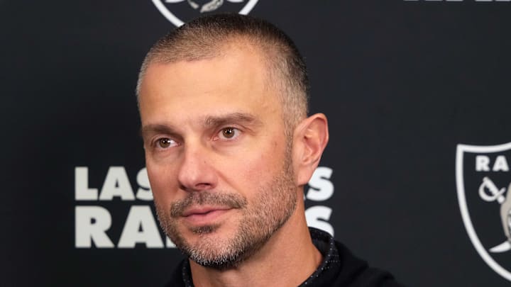 Feb 25, 2025; Indianapolis, IN, USA; Las Vegas Raiders general manager John Spytek on radio row during the NFL Scouting Combine at the Indiana Convention Center. Mandatory Credit: Kirby Lee-Imagn Images