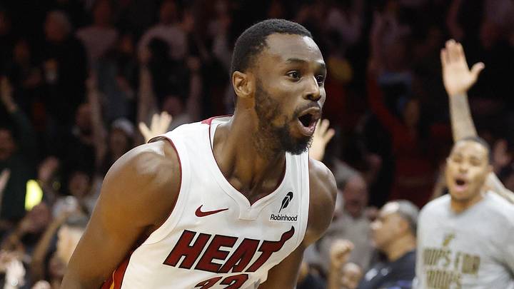 Miami Heat forward Andrew Wiggins (22) reacts (Mandatory Credit: Rhona Wise-Imagn Images)