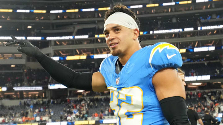 Los Angeles Chargers safety Alohi Gilman celebrates at the end of the game against the Cincinnati Bengals. Los Angeles Chargers safety Alohi Gilman celebrates at the end of the game against the Cincinnati Bengals.
