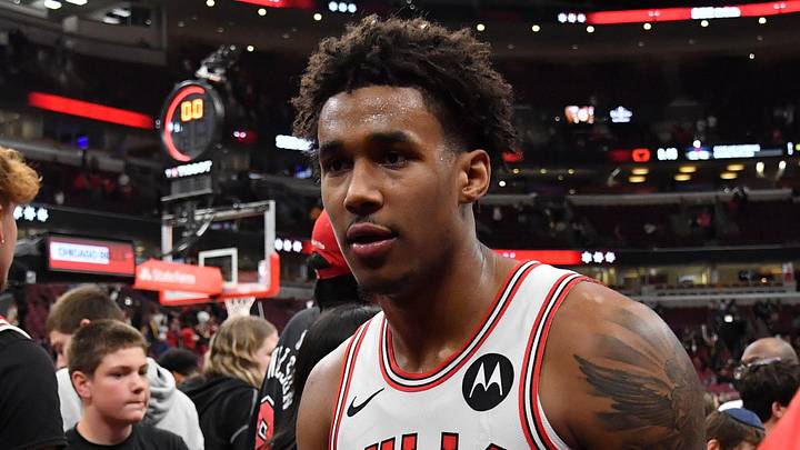 Oct 7, 2026; Chicago, Illinois, USA;  Chicago Bulls forward Dailyn Swain (5) high fives fans after his team's victory over the Phoenix Suns at United Center.  Mandatory Credit: Patrick Gorski-Imagn Images