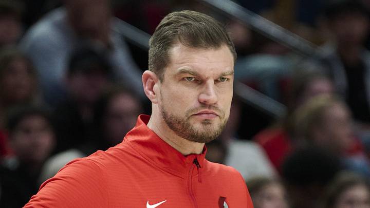 Apr 12, 2026; Portland, Oregon, USA; Portland Trail Blazers assistant coach Tiago Splitter watches from courtside during the second half in a game against the Sacramento Kings at Moda Center. Mandatory Credit: Troy Wayrynen-Imagn Images Apr 12, 2026; Portland, Oregon, USA; Portland Trail Blazers assistant coach Tiago Splitter watches from courtside during the second half in a game against the Sacramento Kings at Moda Center. Mandatory Credit: Troy Wayrynen-Imagn Images