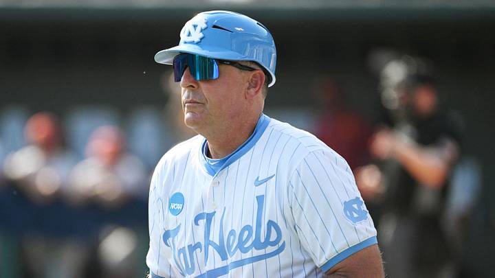 June 7, 2026; Chapel Hill, NC, USA;  North Carolina Tar Heels head coach Scott Forbes during the ninth inning against the USC Trojans at Boshamer Stadium. Mandatory Credit: Zachary Taft-Imagn Images
