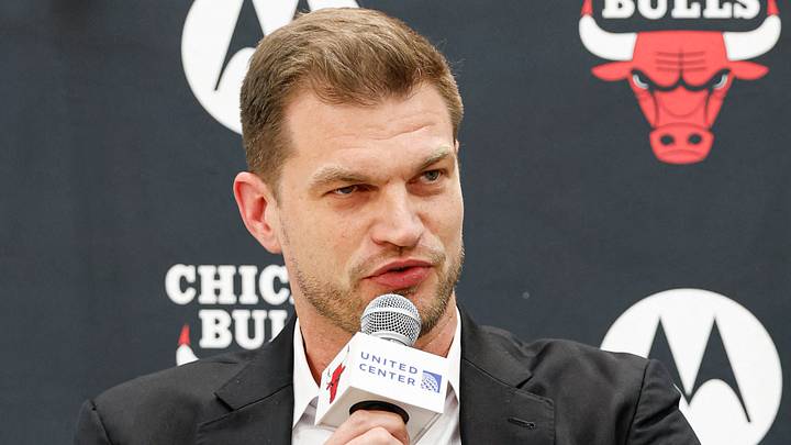 Jun 17, 2026; Chicago, Il, USA; New Chicago Bulls head coach Tiago Splitter speaks during a press conference at Advocate Center. Mandatory Credit: Kamil Krzaczynski-Imagn Images