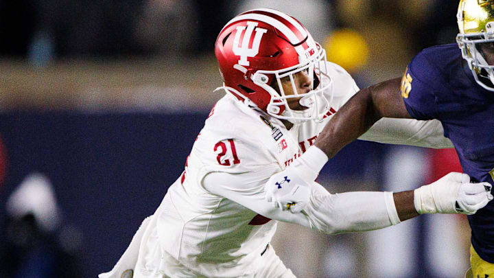 Indiana linebacker Rolijah Hardy during the first round of the College Football Playoff on Dec. 20, 2024, at Notre Dame Stadium in South Bend.