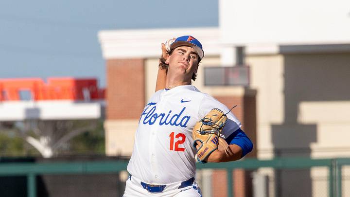 Florida's pitcher Liam Peterson (12) is the starter in the matchup against Alabama. Florida came back from being down 5-0 to beat Alabama 7-6, Friday, May 15, 2025, at Condron Family Ballpark in Gainesville, Florida. [Cyndi Chambers/ Gainesville Sun] 2025