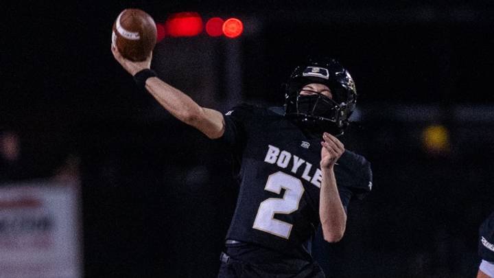 Boyle County quarterback Player of the Week nominee, Jhet Raleigh, zoomed for 118 rushing yards and two touchdowns last Saturday, and threw for two TDs, tallying 164 passing yards. Boyle County quarterback Player of the Week nominee, Jhet Raleigh, zoomed for 118 rushing yards and two touchdowns last Saturday, and threw for two TDs, tallying 164 passing yards.