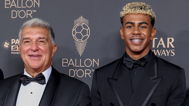 L. Yamal et J. Laporta - FC Barcelone