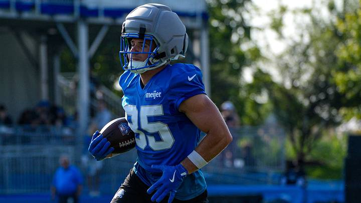 Detroit Lions wide receiver Tom Kennedy (85) practices during training camp 