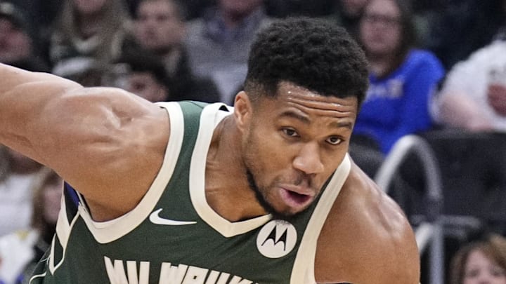 Milwaukee Bucks forward Giannis Antetokounmpo drives to the basket against Detroit Pistons center Jalen Duren. Milwaukee Bucks forward Giannis Antetokounmpo drives to the basket against Detroit Pistons center Jalen Duren.
