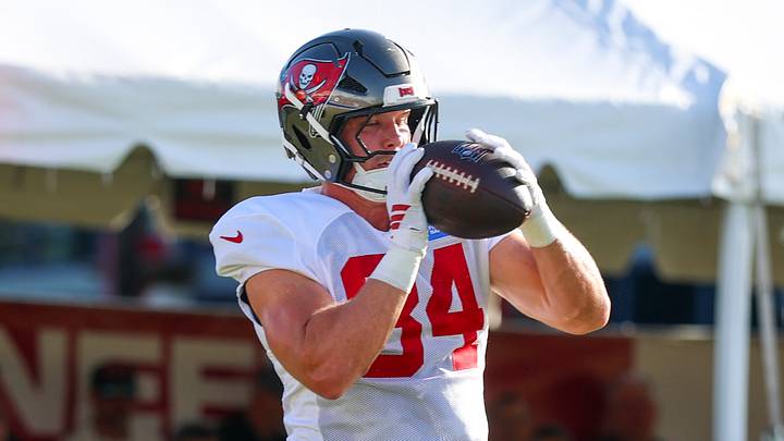 Aug 7, 2026; Tampa, FL, USA; Tampa Bay Buccaneers tight end Bauer Sharp (84) participates in training camp at AdventHealth Training Center. Mandatory Credit: Nathan Ray Seebeck-Imagn Images Aug 7, 2026; Tampa, FL, USA; Tampa Bay Buccaneers tight end Bauer Sharp (84) participates in training camp at AdventHealth Training Center. Mandatory Credit: Nathan Ray Seebeck-Imagn Images