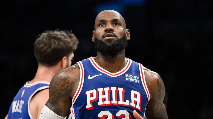 Oct 8, 2026; Brooklyn, New York, USA;  Philadelphia 76ers forward Lebron James (23) during the first half against the Brooklyn Nets at Barclays Center.  Mandatory Credit: John Jones-Imagn Images
