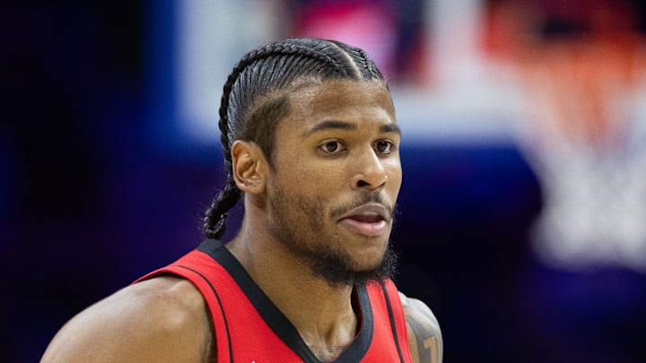 Nov 27, 2024; Philadelphia, Pennsylvania, USA; Houston Rockets guard Jalen Green (4) dribbles the ball against the Philadelphia 76ers during the third quarter at Wells Fargo Center. Mandatory Credit: Bill Streicher-Imagn Images