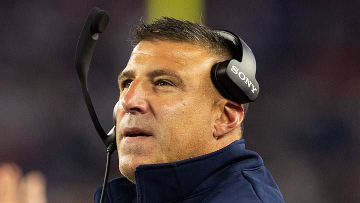 New England Patriots head coach Mike Vrabel looks on during a preseason game