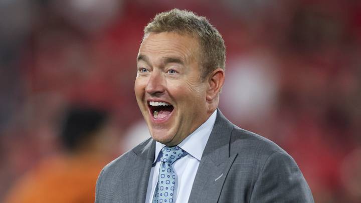 Nov 15, 2025; Athens, Georgia, USA; ESPN analyst Kirk Herbstreit smiles prior to a game between the Texas Longhorns and the Georgia Bulldogs at Sanford Stadium. Mandatory Credit: Brett Davis-Imagn Images Nov 15, 2025; Athens, Georgia, USA; ESPN analyst Kirk Herbstreit smiles prior to a game between the Texas Longhorns and the Georgia Bulldogs at Sanford Stadium. Mandatory Credit: Brett Davis-Imagn Images