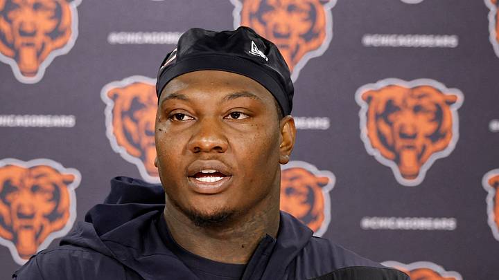 Chicago Bears defensive lineman Gervon Dexter Sr. speaks during Minicamp.