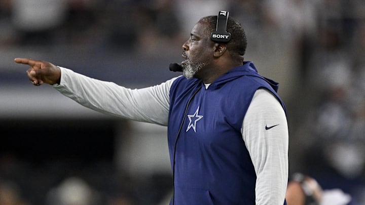 Aug 16, 2025; Arlington, Texas, USA; Dallas Cowboys defensive pass game coordinator Andre Curtis during the game between the Dallas Cowboys and the Baltimore Ravens at AT&T Stadium. Mandatory Credit: Jerome Miron-Imagn Images