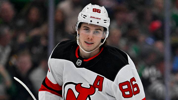 Mar 24, 2026; Dallas, Texas, USA; New Jersey Devils center Jack Hughes (86) skates off the ice after he scores a second goal against the Dallas Stars during the first period at the American Airlines Center. Mandatory Credit: Jerome Miron-Imagn Images Mar 24, 2026; Dallas, Texas, USA; New Jersey Devils center Jack Hughes (86) skates off the ice after he scores a second goal against the Dallas Stars during the first period at the American Airlines Center. Mandatory Credit: Jerome Miron-Imagn Images