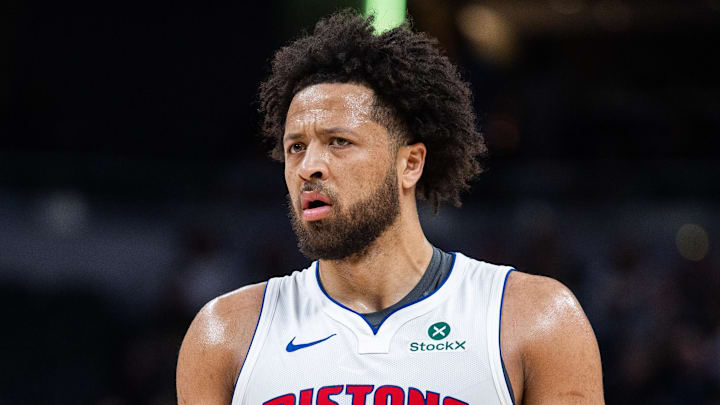 Detroit Pistons guard Cade Cunningham (2) in the first half against the Indiana Pacers at Gainbridge Fieldhouse on Apr 12, 2026. Detroit Pistons guard Cade Cunningham (2) in the first half against the Indiana Pacers at Gainbridge Fieldhouse on Apr 12, 2026.