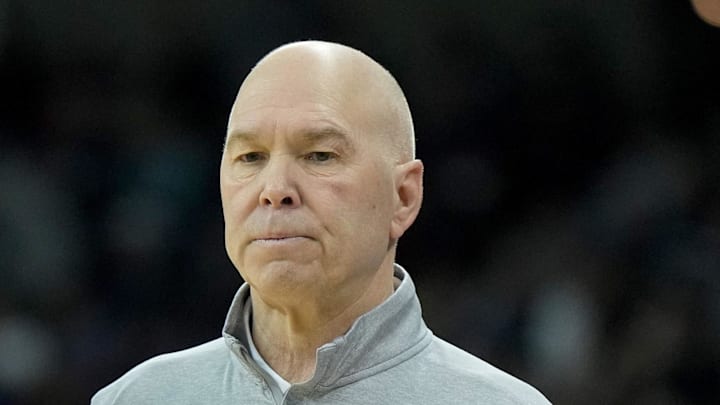 Mar 22, 2024; Spokane, WA, USA; St. Mary's Gaels head coach Randy Bennett during the first half in the first round of the 2024 NCAA Tournament against the Grand Canyon Antelopes at Spokane Veterans Memorial Arena. Mandatory Credit: Kirby Lee-Imagn Images 