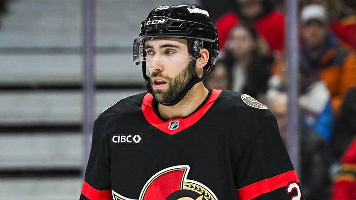 Jan 31, 2026; Ottawa, Ontario, CAN; Ottawa Senators right wing Michael Amadio (22) looks on against the New Jersey Devils during the second period at Canadian Tire Centre. Mandatory Credit: David Kirouac-Imagn Images Jan 31, 2026; Ottawa, Ontario, CAN; Ottawa Senators right wing Michael Amadio (22) looks on against the New Jersey Devils during the second period at Canadian Tire Centre. Mandatory Credit: David Kirouac-Imagn Images