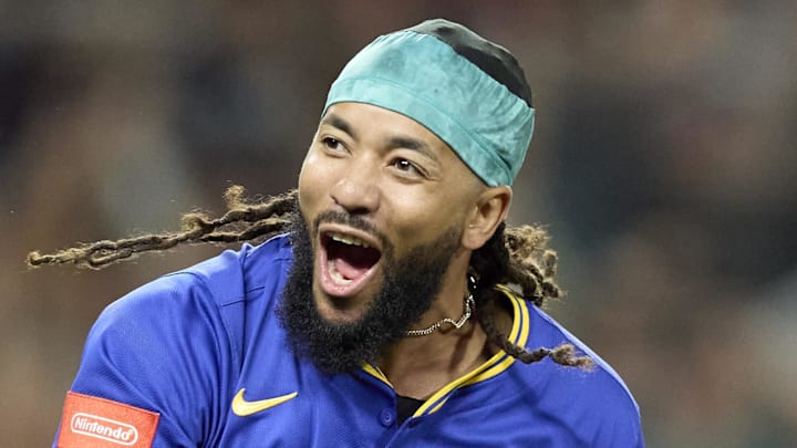 Seattle Mariners shortstop J.P. Crawford celebrates after a walk-off home run against the Texas Rangers on Aug. 1 at T-Mobile Park. Seattle Mariners shortstop J.P. Crawford celebrates after a walk-off home run against the Texas Rangers on Aug. 1 at T-Mobile Park.