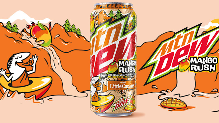 Little Caesars partners with Mountain Dew to offer an exclusive beverage, Mango Rush