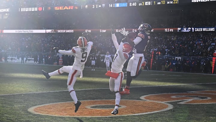 DJ Moore makes the Bears' version of "the catch," as a creative video showed. DJ Moore makes the Bears' version of "the catch," as a creative video showed.