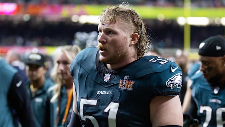Philadelphia Eagles center Cam Jurgens during Super Bowl LIX against the Kansas City Chiefs.