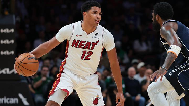 Oct 26, 2026; Miami, Florida, USA; Miami Heat guard Dru Smith (12) dribbles the basketball defended by Dallas Mavericks guard Kyrie Irving (11) during the second quarter at Kaseya Center. Mandatory Credit: Sam Navarro-Imagn Images) Oct 26, 2026; Miami, Florida, USA; Miami Heat guard Dru Smith (12) dribbles the basketball defended by Dallas Mavericks guard Kyrie Irving (11) during the second quarter at Kaseya Center. Mandatory Credit: Sam Navarro-Imagn Images)