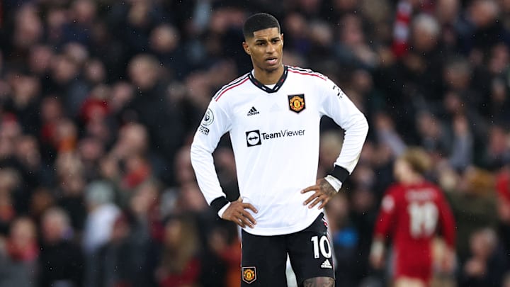 Rashford during the defeat to Liverpool Rashford during the defeat to Liverpool