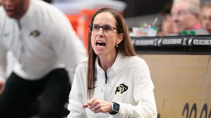 Colorado Buffaloes head coach Jr. Payne yells out during the second round game of the Big 12 Tournament inside T-Mobile Center in Kansas City, Missouri on Thursday, March 5, 2026. Colorado Buffaloes head coach Jr. Payne yells out during the second round game of the Big 12 Tournament inside T-Mobile Center in Kansas City, Missouri on Thursday, March 5, 2026.