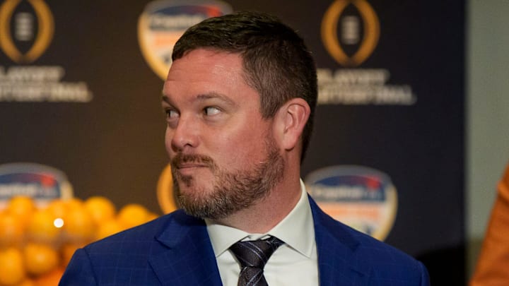 Oregon head coach Dan Lanning departs the head coaches press conference ahead of Orange Bowl on Dec. 31, 2025, in Dania Beach, Florida. Oregon head coach Dan Lanning departs the head coaches press conference ahead of Orange Bowl on Dec. 31, 2025, in Dania Beach, Florida.