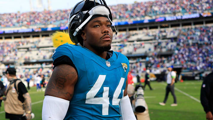 Jacksonville Jaguars defensive end Travon Walker (44) walks off the field after the game of an NFL football AFC Wild Card playoff matchup, Sunday, Jan. 11, 2026, in Jacksonville, Fla. The Bills defeated the Jaguars 27-24. Jacksonville Jaguars defensive end Travon Walker (44) walks off the field after the game of an NFL football AFC Wild Card playoff matchup, Sunday, Jan. 11, 2026, in Jacksonville, Fla. The Bills defeated the Jaguars 27-24.