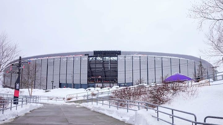 A general view outside the stadium before the game between the Buffalo Bills and the New York Jets at Highmark Stadium.